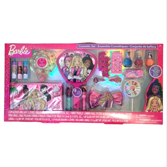 Barbie Mega Cosmetic Set Mirror Makeup Hair Nail Polish Bag - Picture 8 of 15